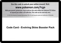 SWSH07: Evolving Skies Code Card - Evolving Skies Booster Pack
