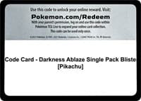 SWSH03: Darkness Ablaze Code Card - Darkness Ablaze Single Pack Blister [Pikachu]