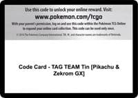SM - Team Up Code Card - TAG TEAM Tin [Pikachu & Zekrom GX]