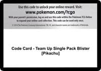SM - Team Up Code Card - Team Up Single Pack Blister [Pikachu]