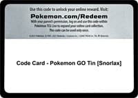 Pokemon GO Code Card - Pokemon GO Tin [Snorlax]