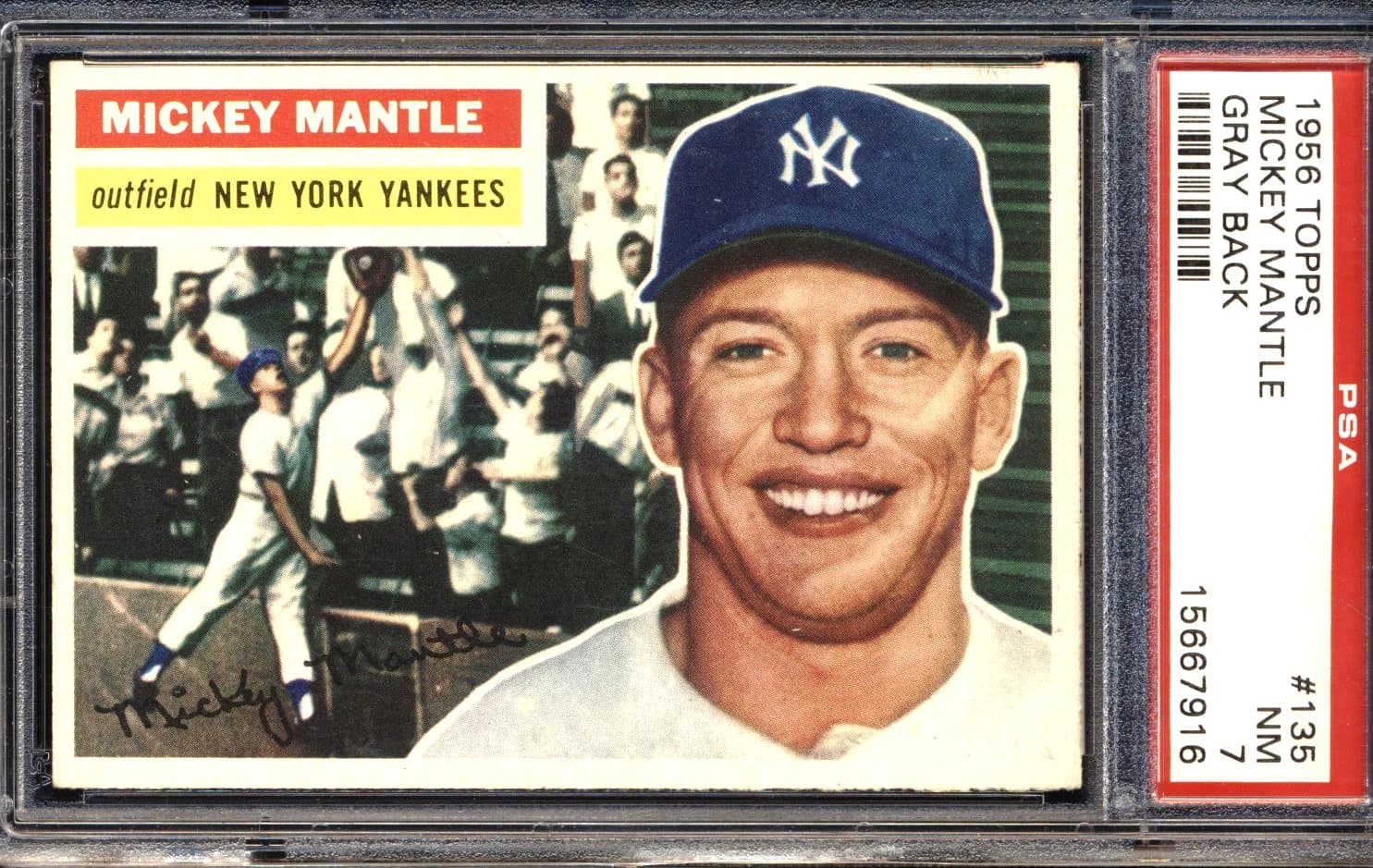 1956 Topps Mickey Mantle #135 Gray Back