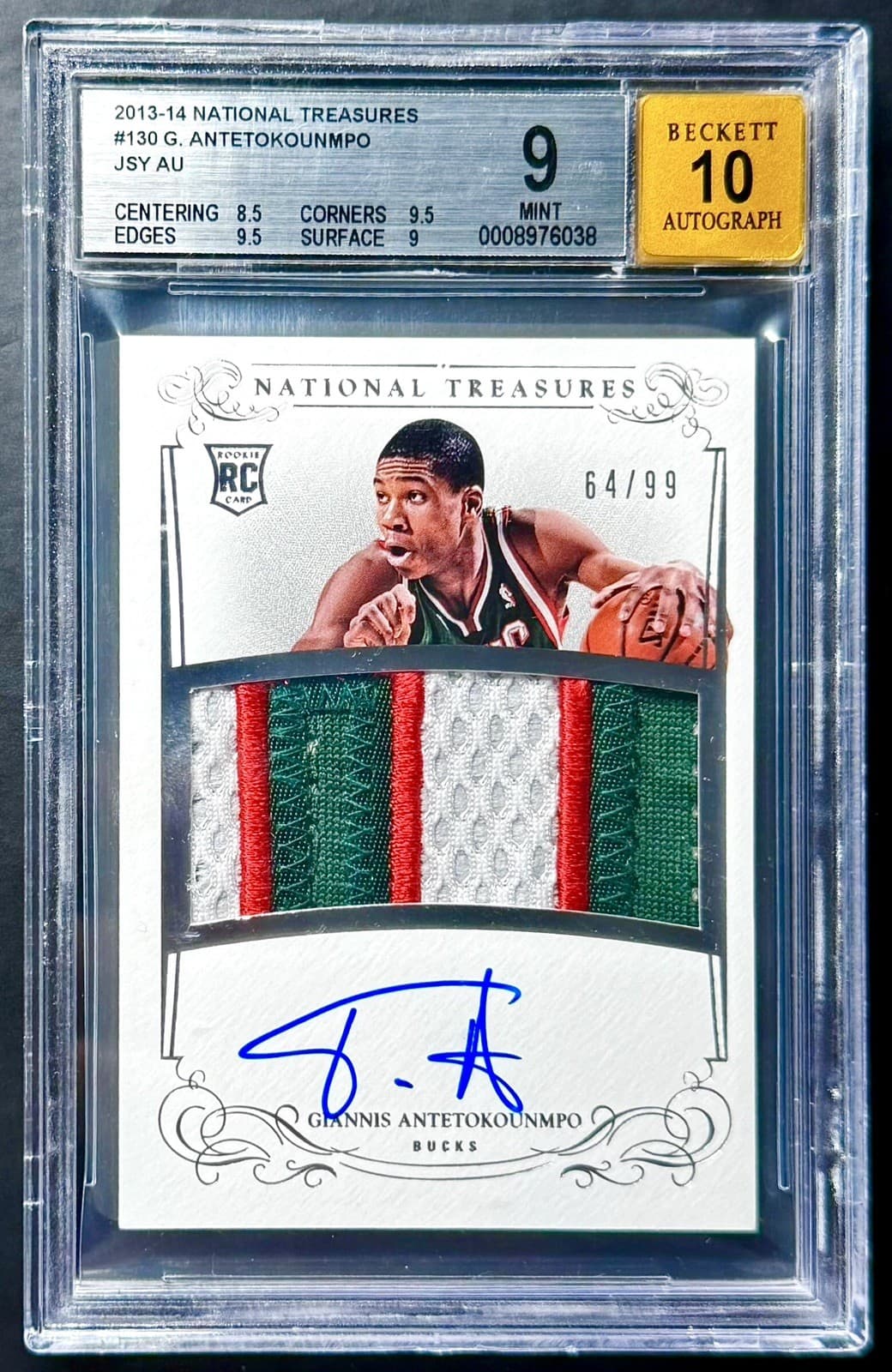 2013-14 Panini National Treasures Giannis Antetokounmpo Rookie Patch Auto /99