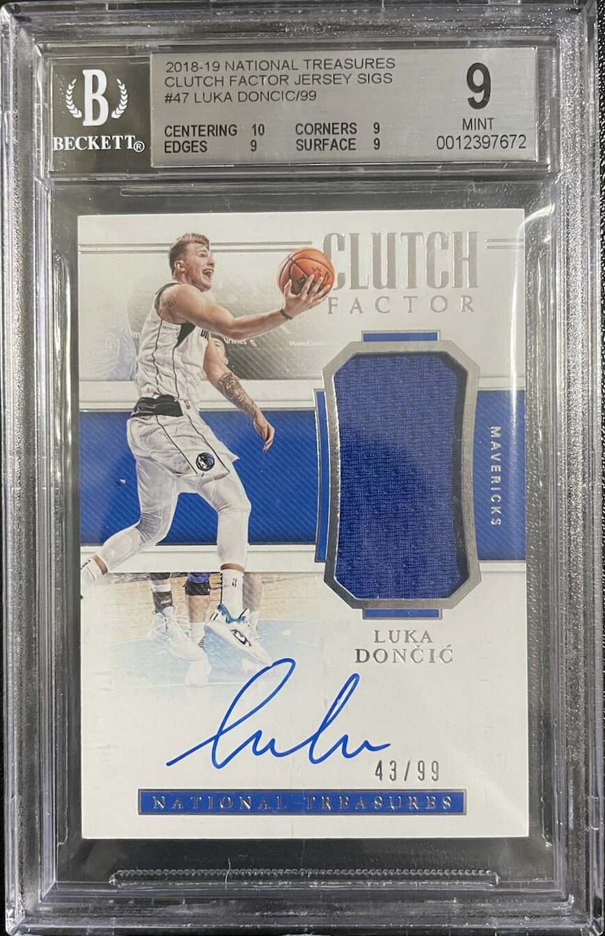 2018 Panini National Treasures Luka Doncic Clutch Factor Jersey Sigs