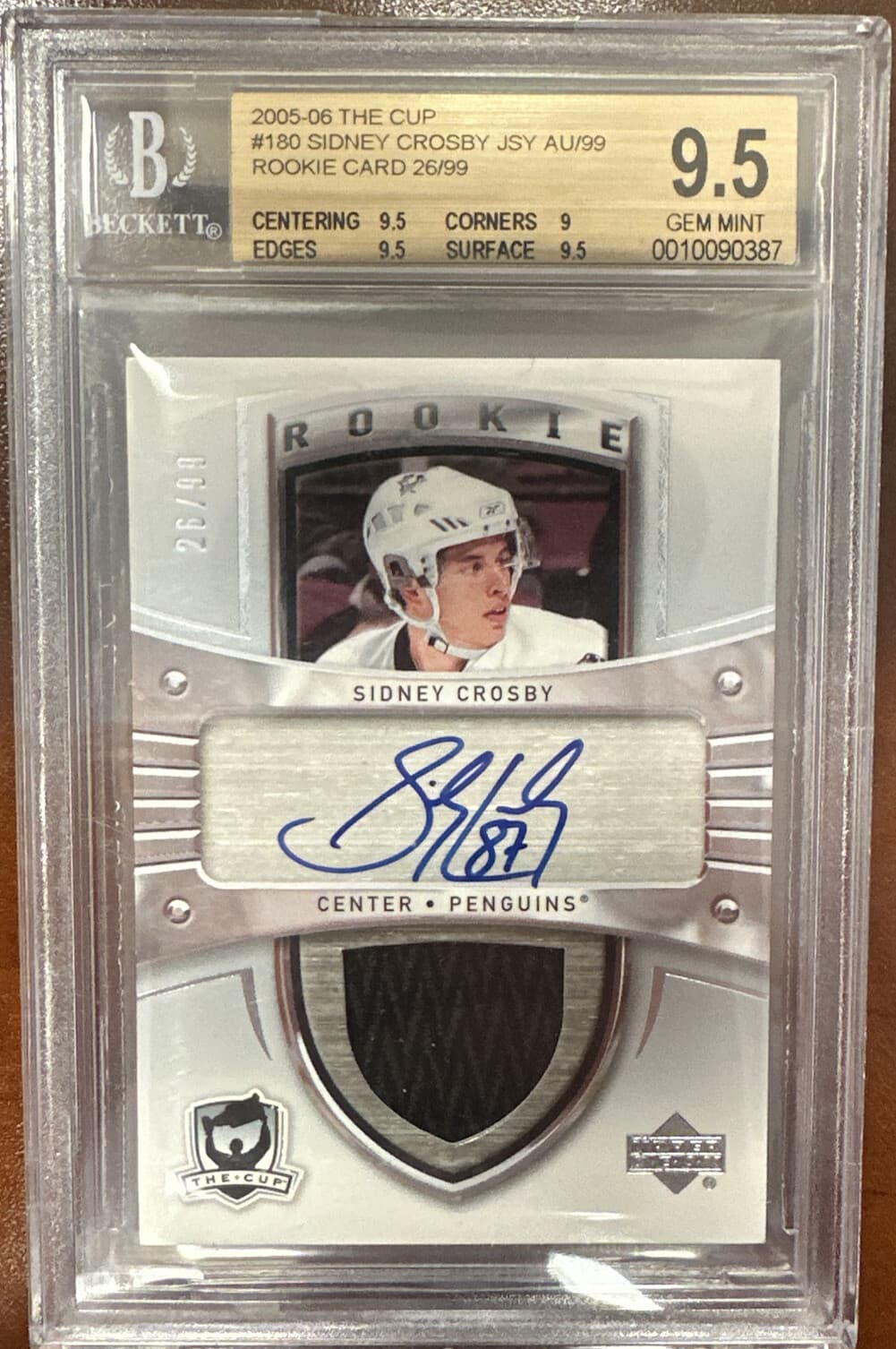 2005-06 Upper Deck The Cup Sidney Crosby Rookie Patch Auto #180 /99