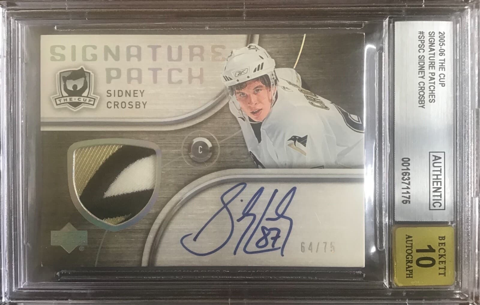2005-06 Upper Deck The Cup Sidney Crosby Signature Patches #SP-SC /75