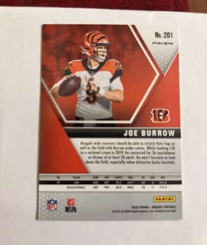 2020 Panini Mosaic Joe Burrow Rookie Card #201