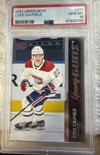 2021-22 Upper Deck Series 1 Hockey Young Guns Cole Caufield Rookie Card #201